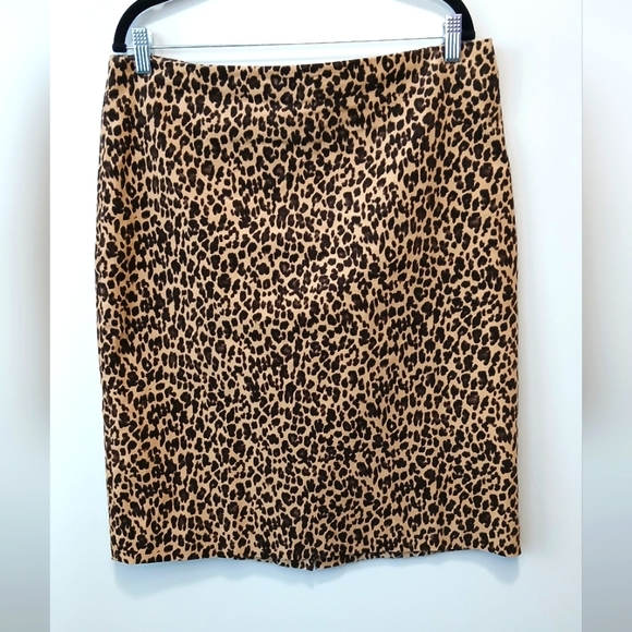 Talbots Dresses & Skirts - Talbots Jaquard Leopard Print Pencil Skirt Tan Brown Women's Size 14